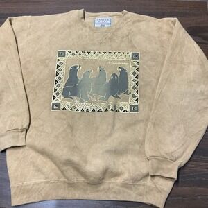 Santee HVYWT Monterey CA Men's M Grunge  Crewneck Gold Mustard USA Vintage 90s